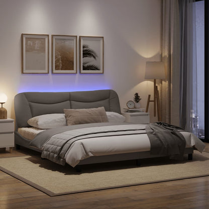 Bedframe Met Led-Verlichting Stof Taupe 180X200 Cm