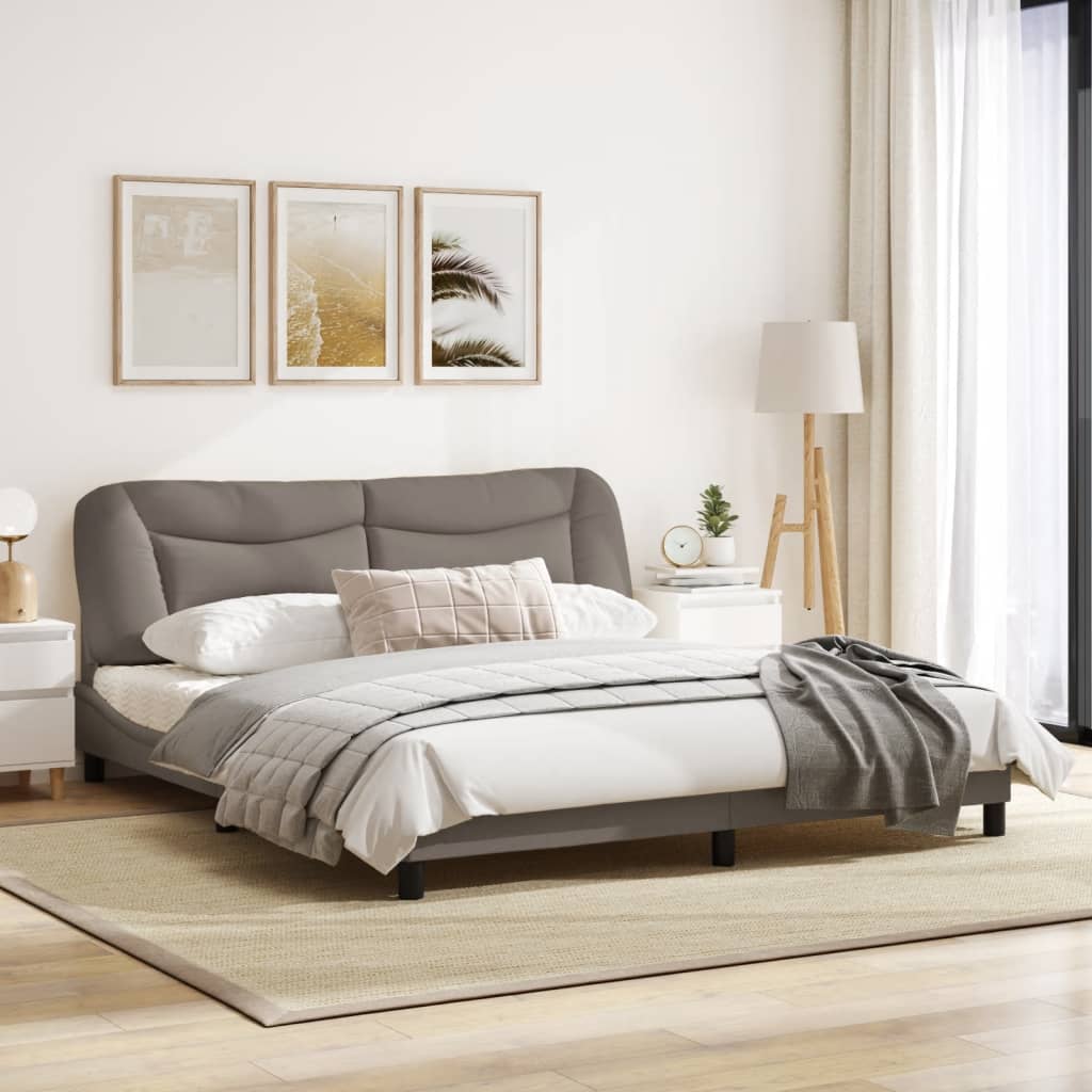 Bedframe Met Led-Verlichting Stof Taupe 180X200 Cm