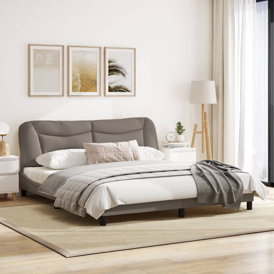 Bedframe Met Led-Verlichting Stof Taupe 180X200 Cm