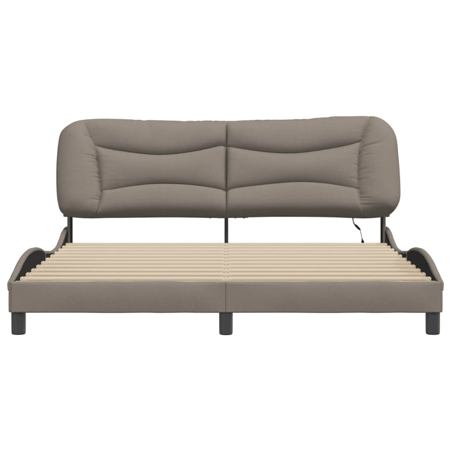 Bedframe Met Led-Verlichting Stof Taupe 180X200 Cm