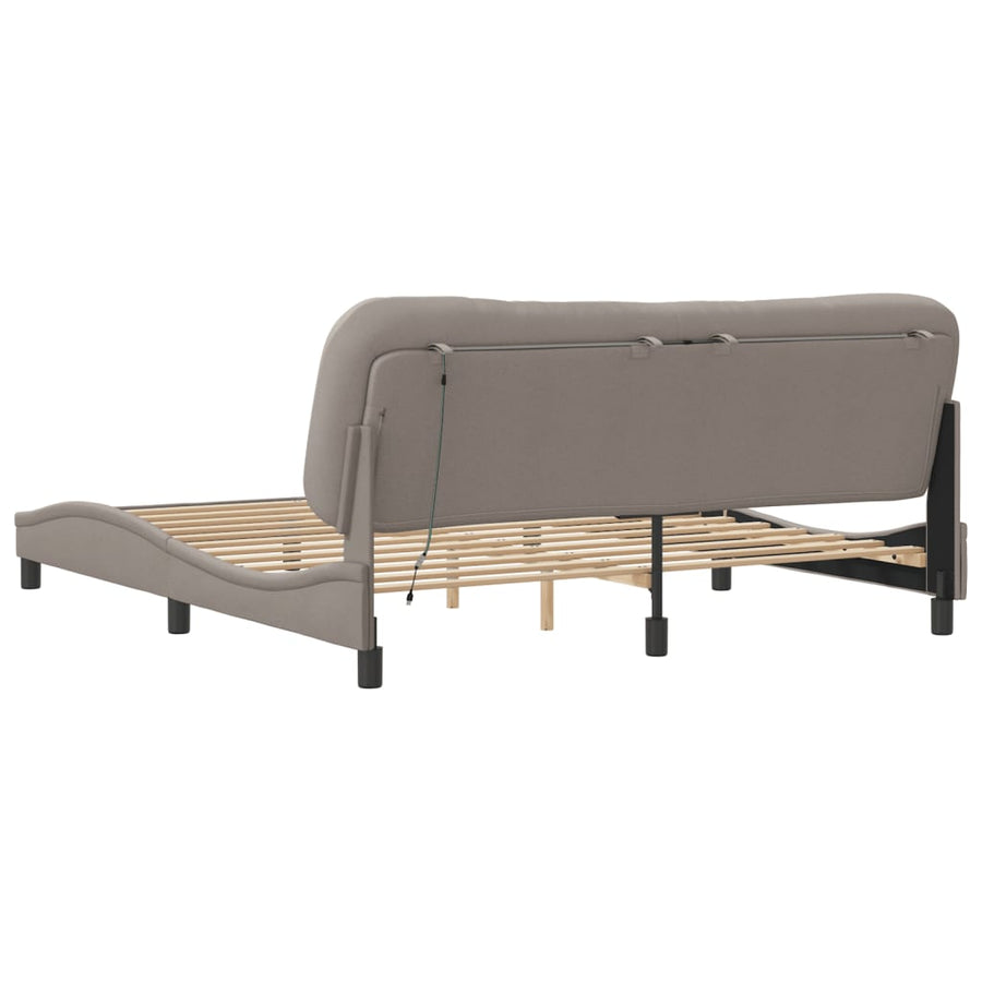 Bedframe Met Led-Verlichting Stof Taupe 180X200 Cm