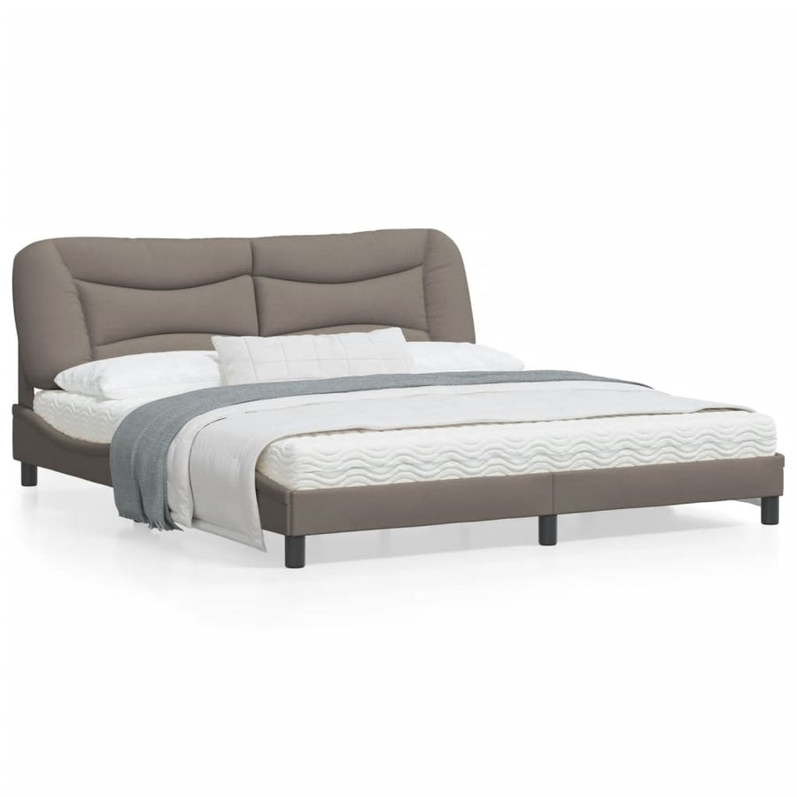 Bedframe Met Led-Verlichting Stof Taupe 180X200 Cm