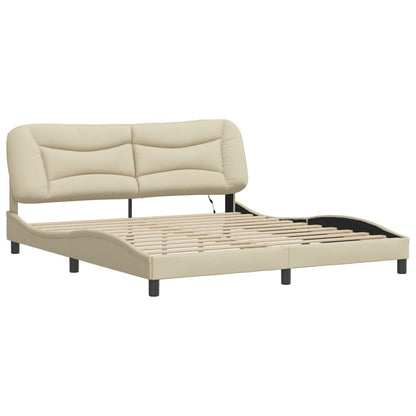 Bedframe Met Led-Verlichting Stof Crèmekleurig 180X200 Cm