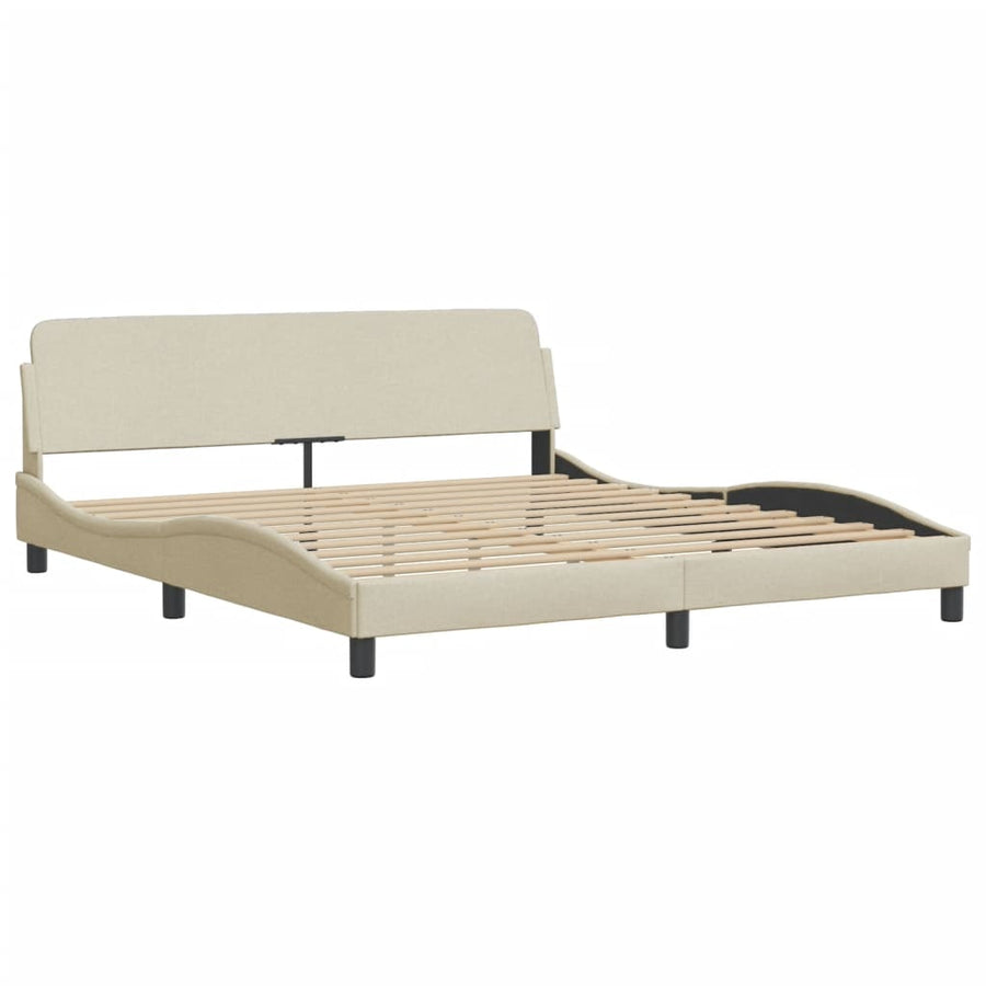 Bedframe Met Led-Verlichting Stof Crèmekleurig 180X200 Cm