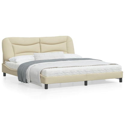 Bedframe Met Led-Verlichting Stof Crèmekleurig 180X200 Cm