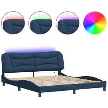 Bedframe Met Led-Verlichting Stof Blauw 180X200 Cm