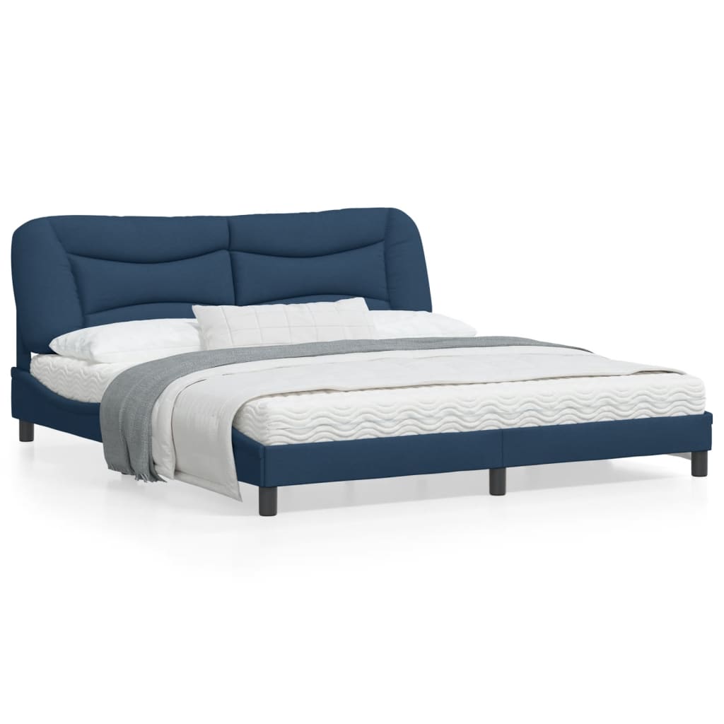 Bedframe Met Led-Verlichting Stof Blauw 180X200 Cm