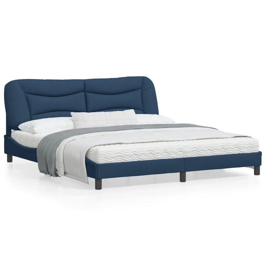 Bedframe Met Led-Verlichting Stof Blauw 180X200 Cm