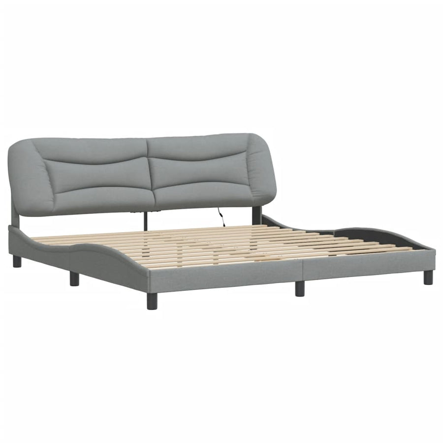 Bedframe Met Led-Verlichting Stof Lichtgrijs 200X200 Cm