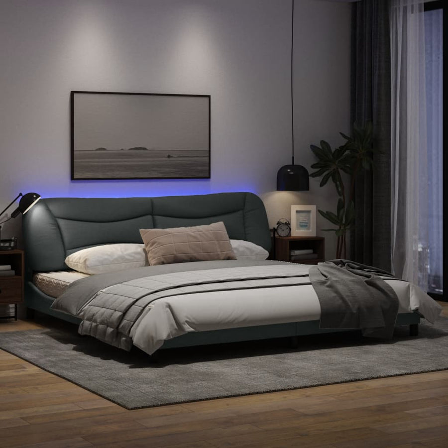 Bedframe Met Led-Verlichting Stof Lichtgrijs 200X200 Cm