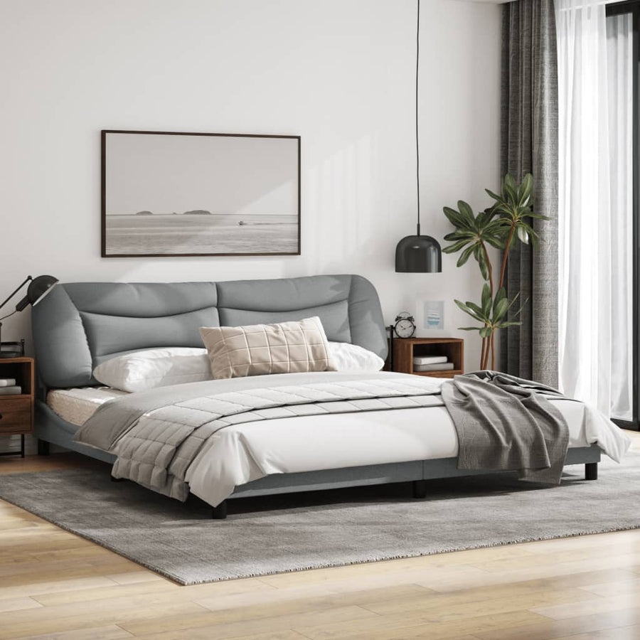 Bedframe Met Led-Verlichting Stof Lichtgrijs 200X200 Cm