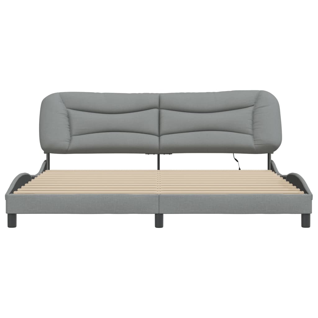 Bedframe Met Led-Verlichting Stof Lichtgrijs 200X200 Cm
