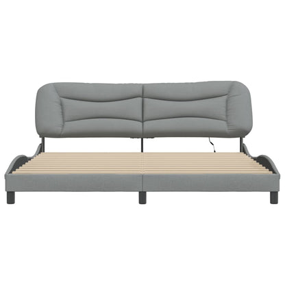 Bedframe Met Led-Verlichting Stof Lichtgrijs 200X200 Cm