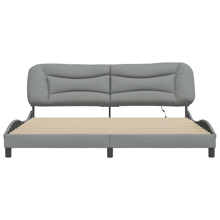Bedframe Met Led-Verlichting Stof Lichtgrijs 200X200 Cm