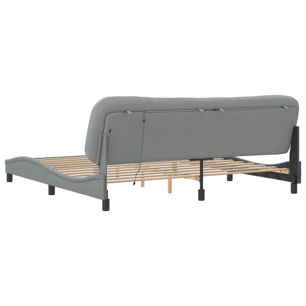 Bedframe Met Led-Verlichting Stof Lichtgrijs 200X200 Cm