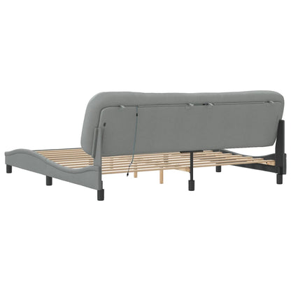 Bedframe Met Led-Verlichting Stof Lichtgrijs 200X200 Cm