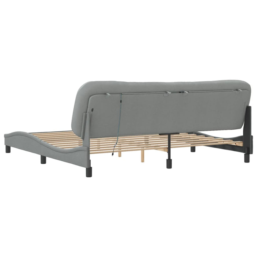 Bedframe Met Led-Verlichting Stof Lichtgrijs 200X200 Cm