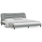 LED bed frame without mattress "Hvar" fabric 200x200 cm light grey