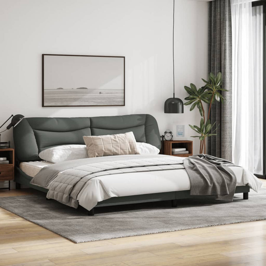 Bedframe Met Led-Verlichting Stof Donkergrijs 200X200 Cm
