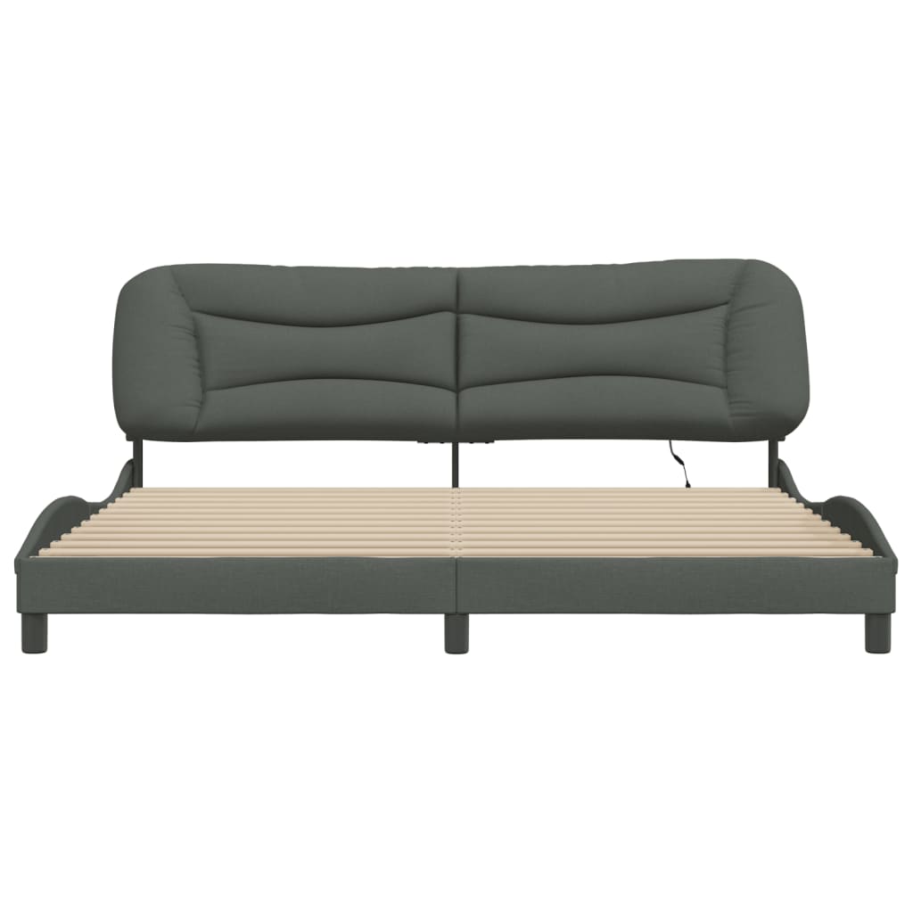 Bedframe Met Led-Verlichting Stof Donkergrijs 200X200 Cm