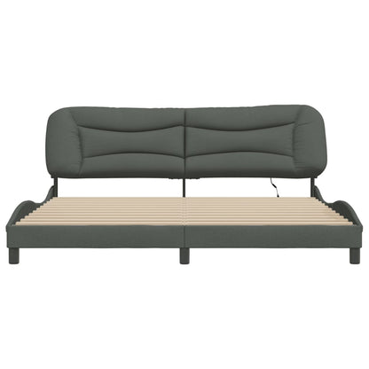 Bedframe Met Led-Verlichting Stof Donkergrijs 200X200 Cm