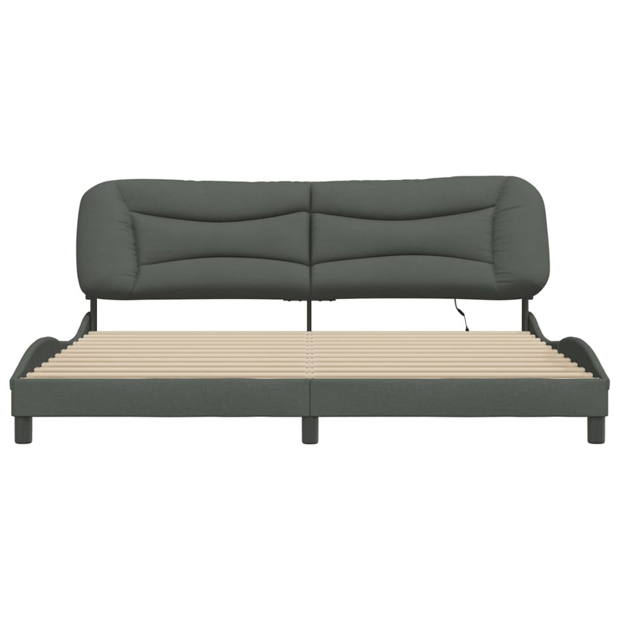 Bedframe Met Led-Verlichting Stof Donkergrijs 200X200 Cm