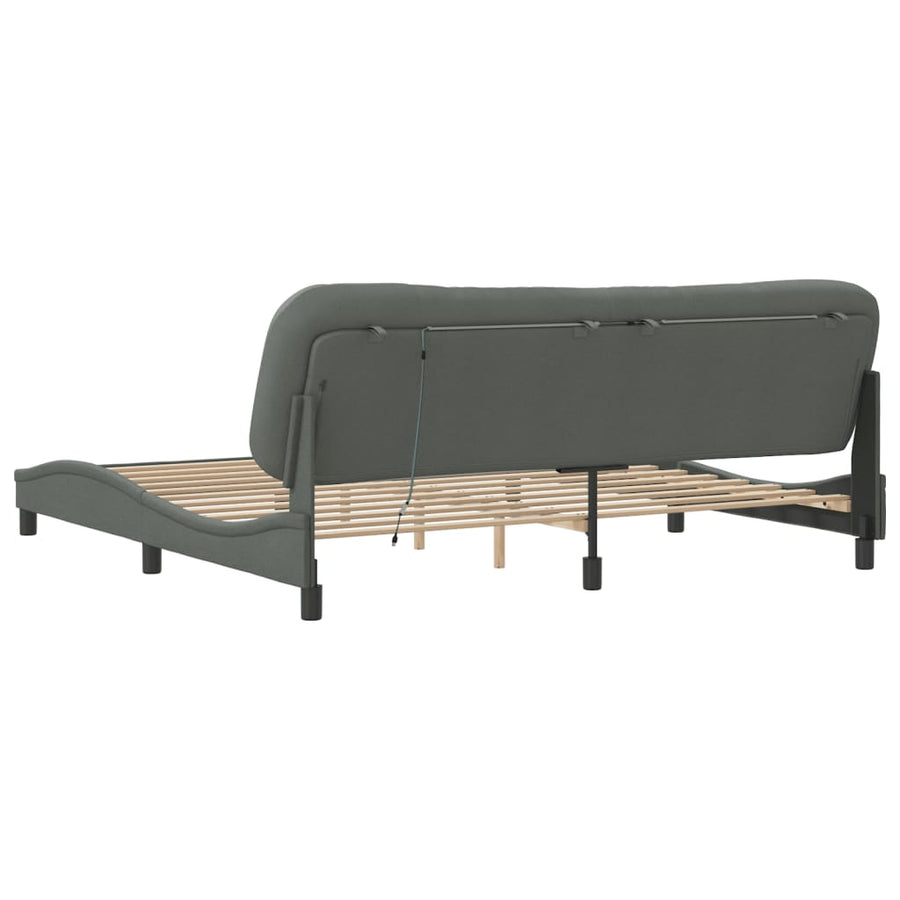 Bedframe Met Led-Verlichting Stof Donkergrijs 200X200 Cm