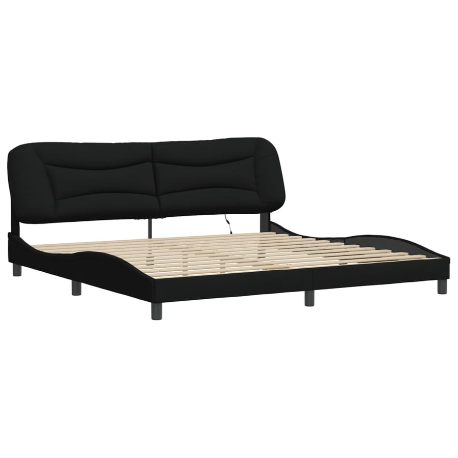 Bedframe met LED zonder matras "Hvar" 200x200 cm stof zwart