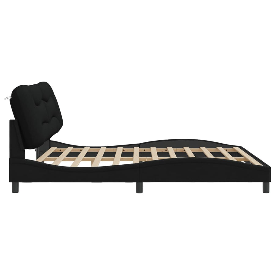 Bedframe met LED zonder matras "Hvar" 200x200 cm stof zwart