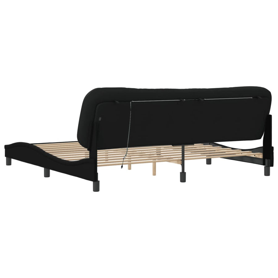 Bedframe met LED zonder matras "Hvar" 200x200 cm stof zwart