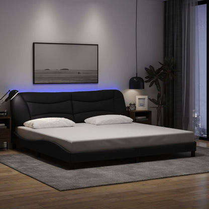 Bedframe met LED zonder matras "Hvar" 200x200 cm stof zwart