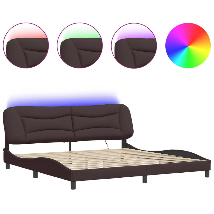 Bedframe Met Led-Verlichting Stof Donkerbruin 200X200 Cm