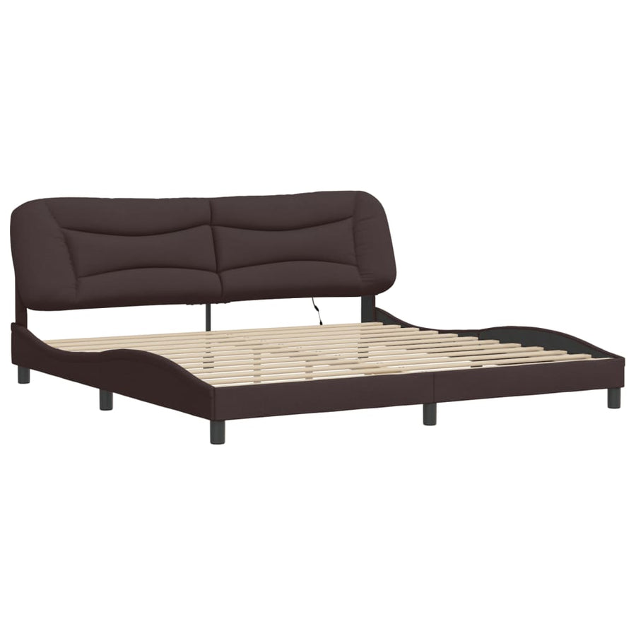 Bedframe Met Led-Verlichting Stof Donkerbruin 200X200 Cm