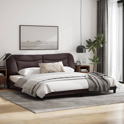 Bedframe Met Led-Verlichting Stof Donkerbruin 200X200 Cm