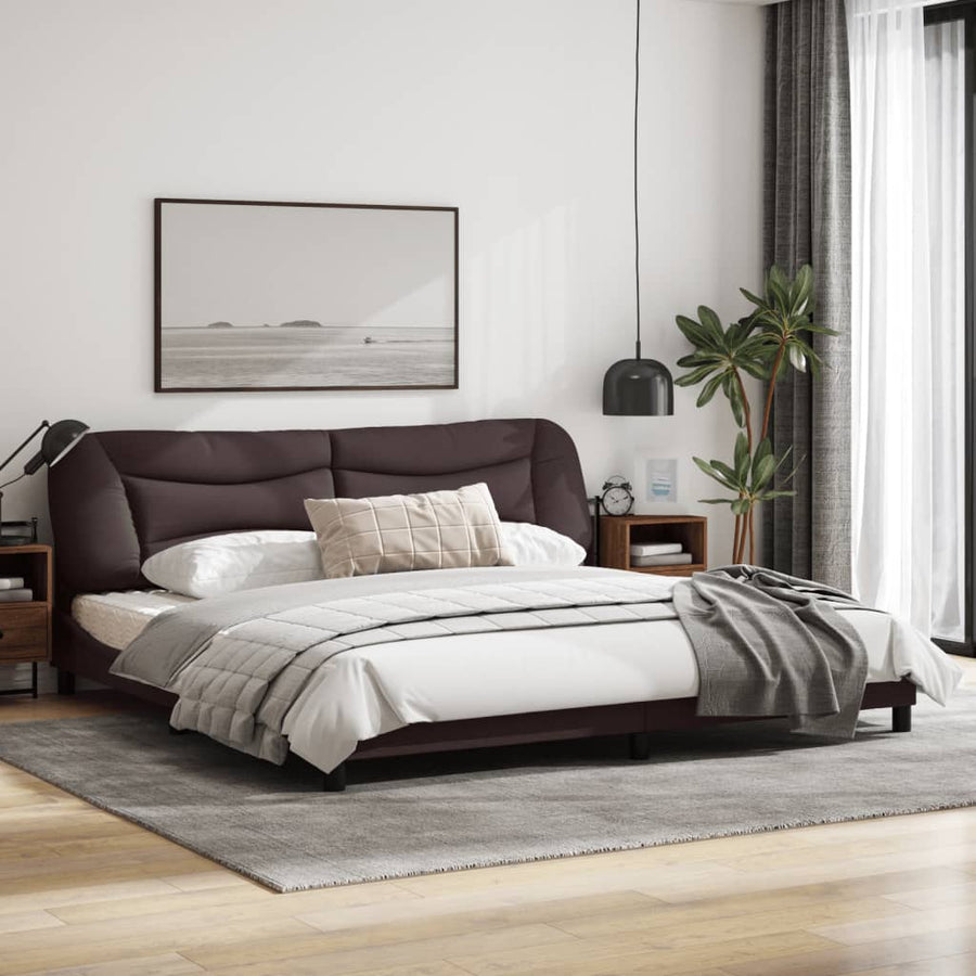 Bedframe Met Led-Verlichting Stof Donkerbruin 200X200 Cm