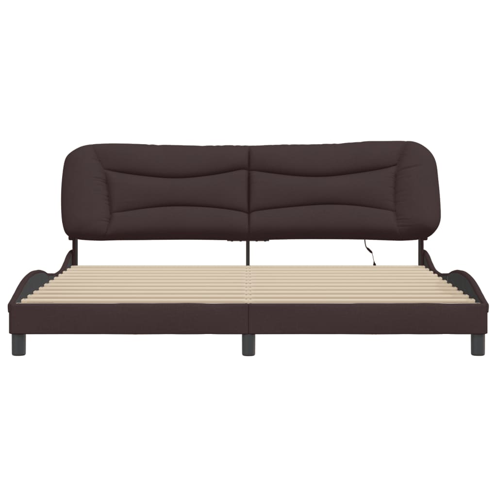 Bedframe Met Led-Verlichting Stof Donkerbruin 200X200 Cm