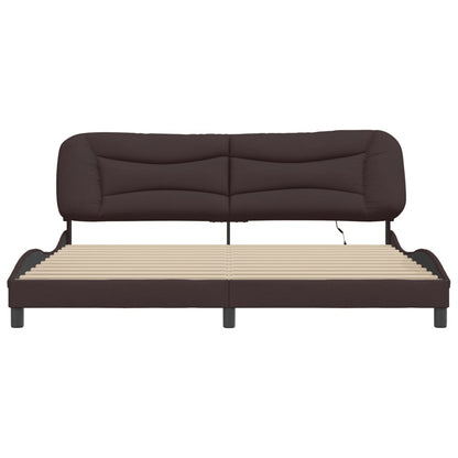 Bedframe Met Led-Verlichting Stof Donkerbruin 200X200 Cm