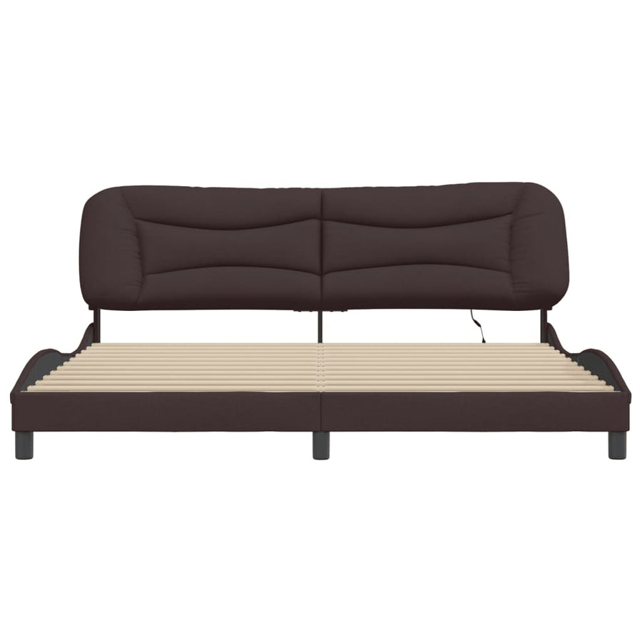 Bedframe Met Led-Verlichting Stof Donkerbruin 200X200 Cm