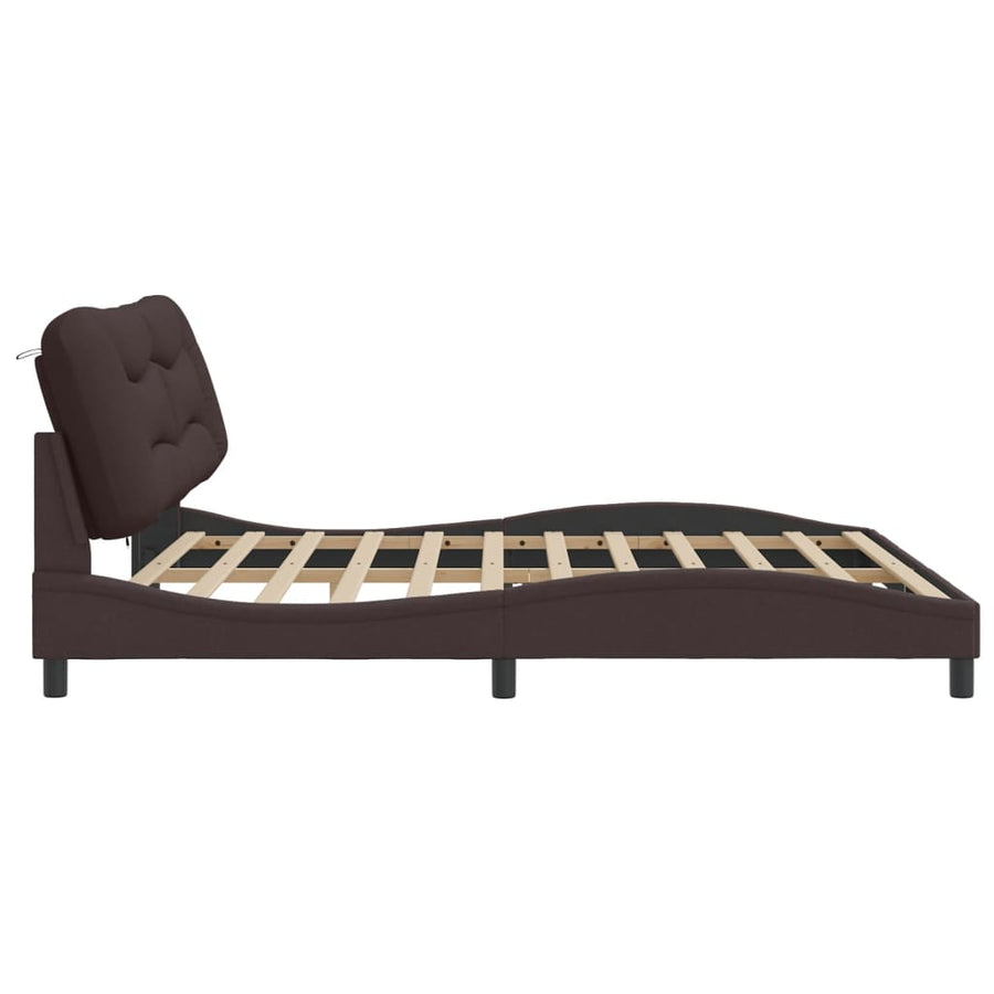 Bedframe Met Led-Verlichting Stof Donkerbruin 200X200 Cm