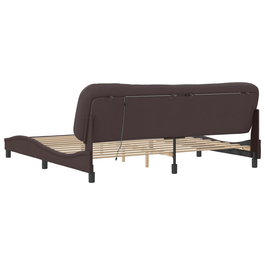 Bedframe Met Led-Verlichting Stof Donkerbruin 200X200 Cm