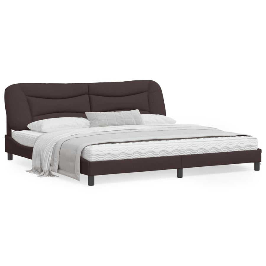 Bedframe Met Led-Verlichting Stof Donkerbruin 200X200 Cm