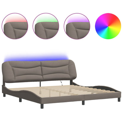Bedframe Met Led-Verlichting Stof Taupe 200X200 Cm