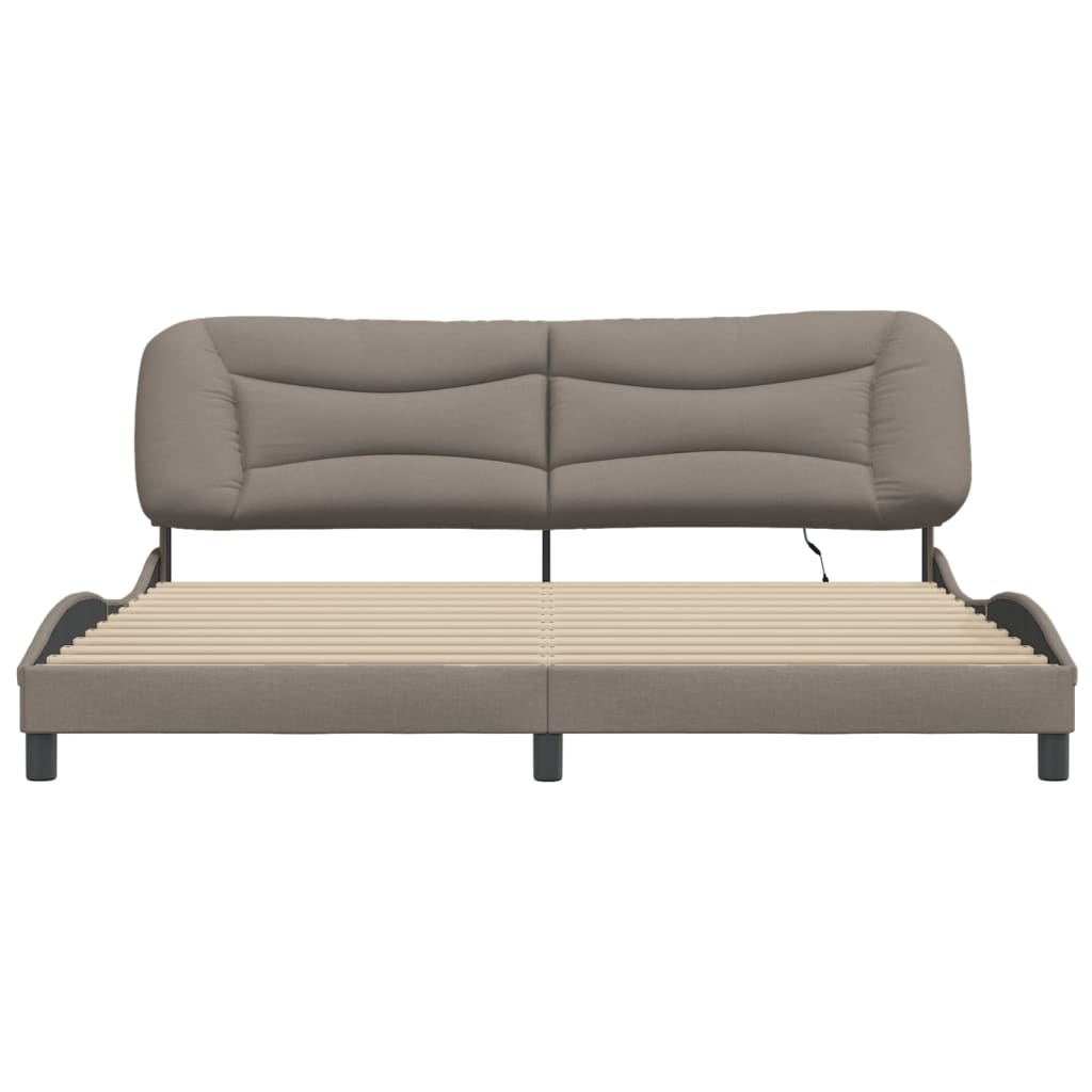 Bedframe Met Led-Verlichting Stof Taupe 200X200 Cm