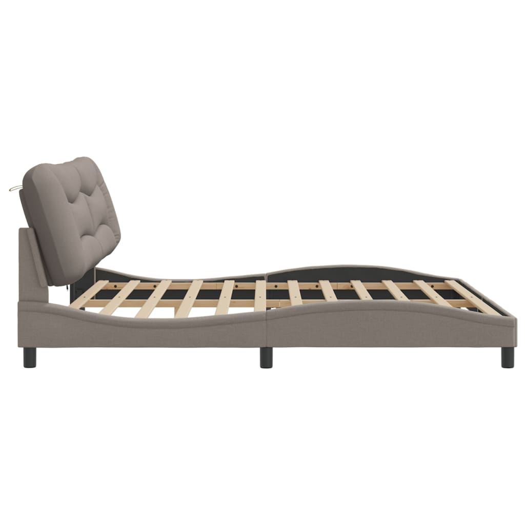 Bedframe Met Led-Verlichting Stof Taupe 200X200 Cm
