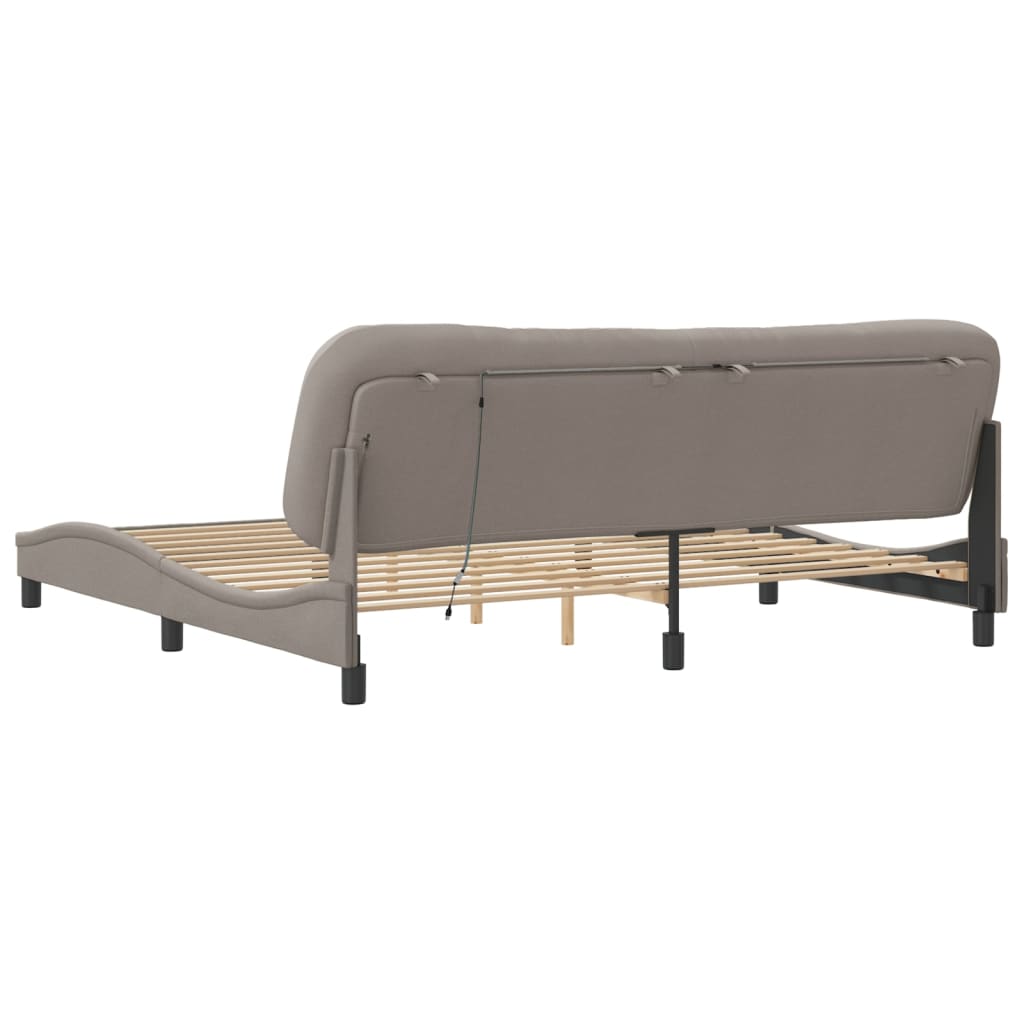 Bedframe Met Led-Verlichting Stof Taupe 200X200 Cm