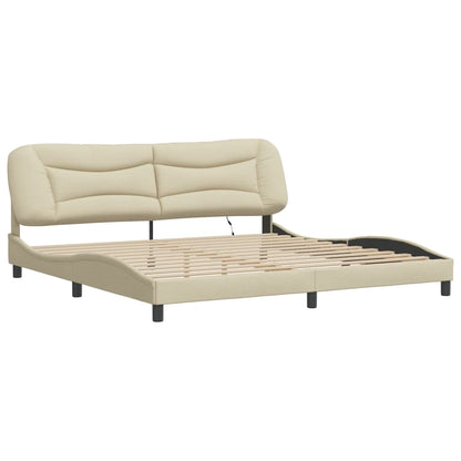 Bedframe Met Led-Verlichting Stof Crèmekleurig 200X200 Cm