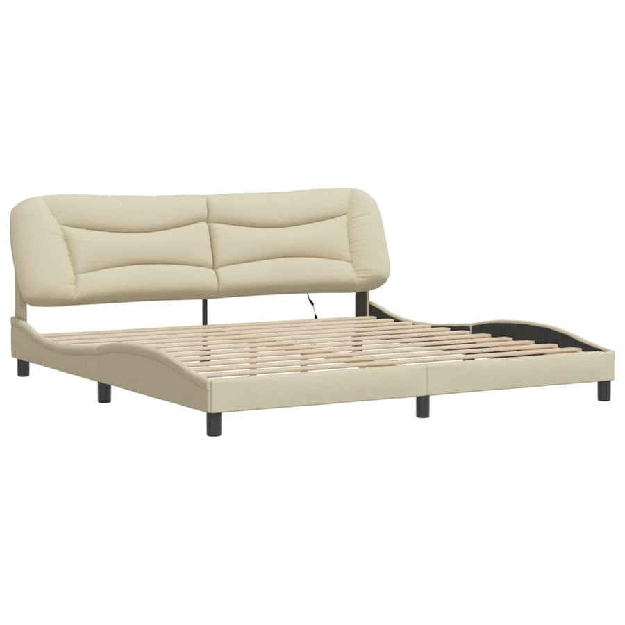 Bedframe Met Led-Verlichting Stof Crèmekleurig 200X200 Cm