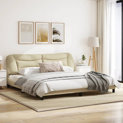 Bedframe Met Led-Verlichting Stof Crèmekleurig 200X200 Cm