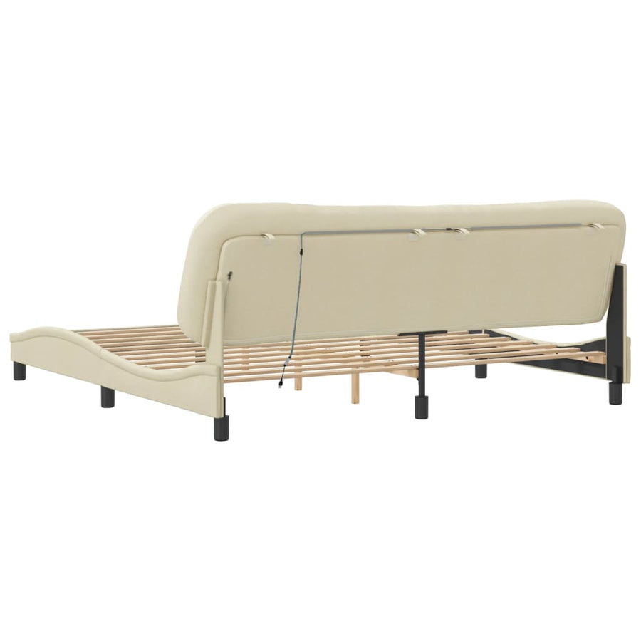 Bedframe Met Led-Verlichting Stof Crèmekleurig 200X200 Cm