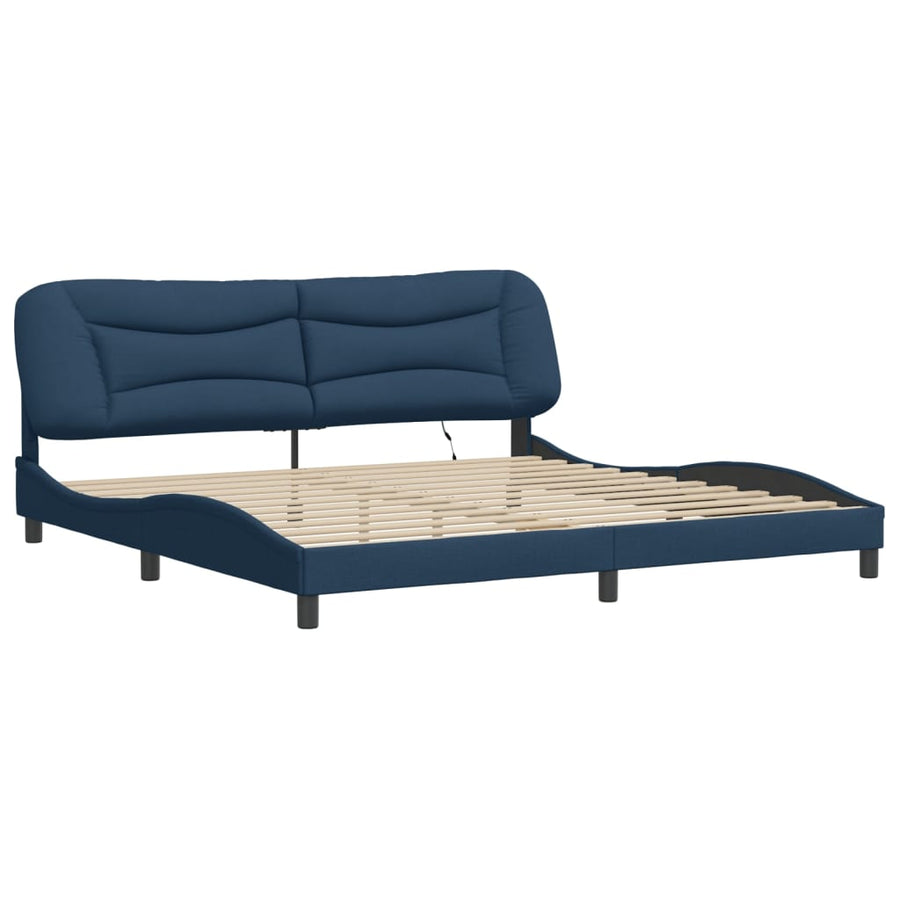 Bedframe Met Led Zonder Matras Stof 200 x 200 cm Blauw